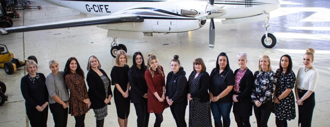 2Excel women in Doncaster hangar